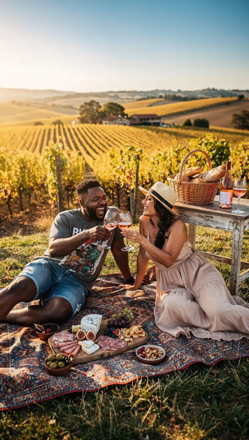 Старинный домик на фоне виноградников в сельской местности.