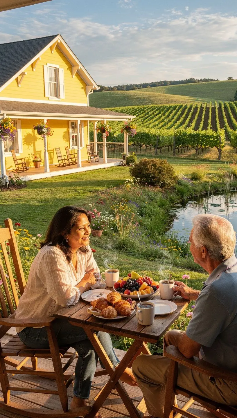 Вид на живописные виноградники под солнечным небом.