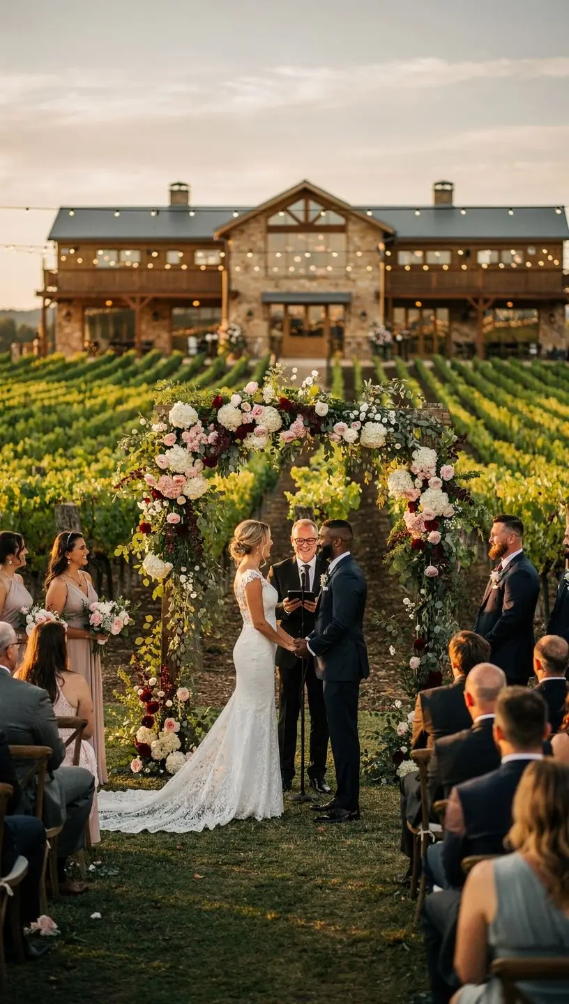 Гурманское блюдо, красиво поданное на тарелке с вином, в уютном ресторане на природе.