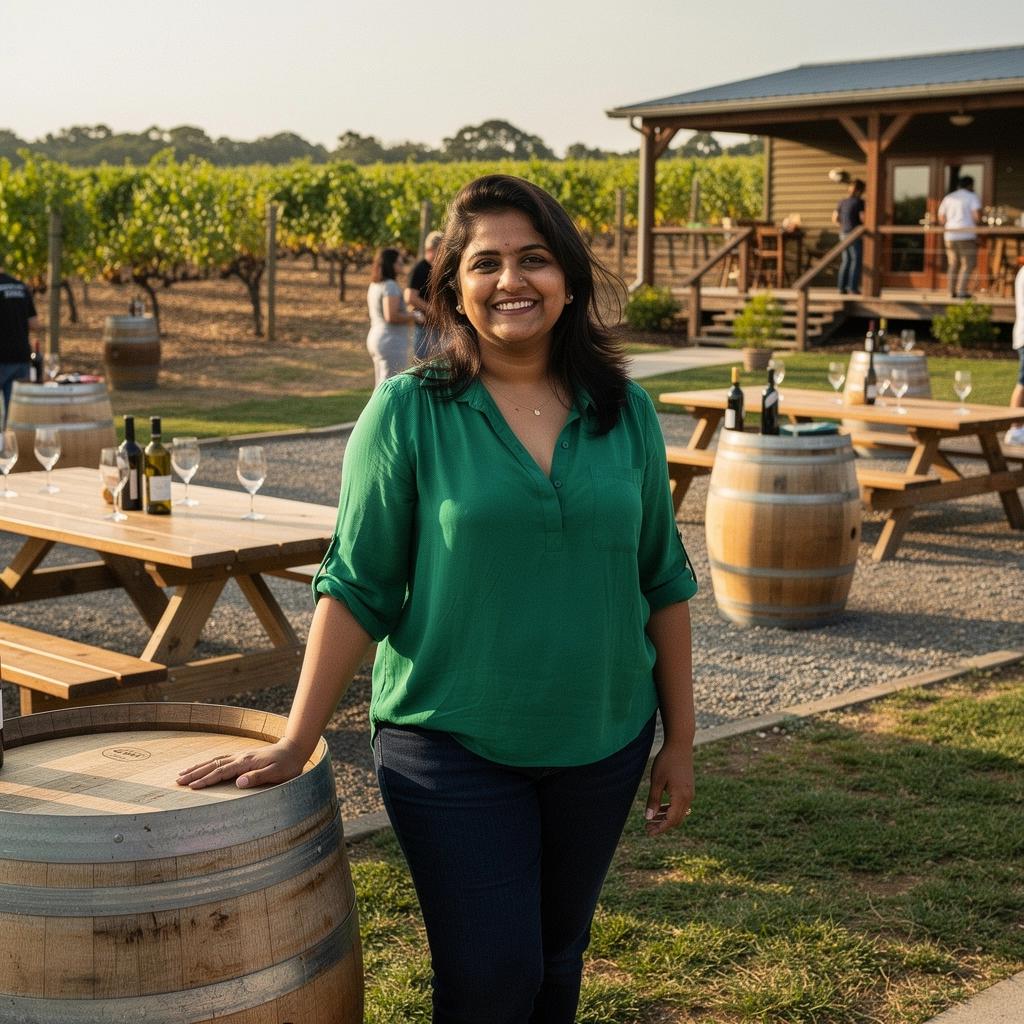 Семья, отдыхающая на природе с пикником среди виноградников